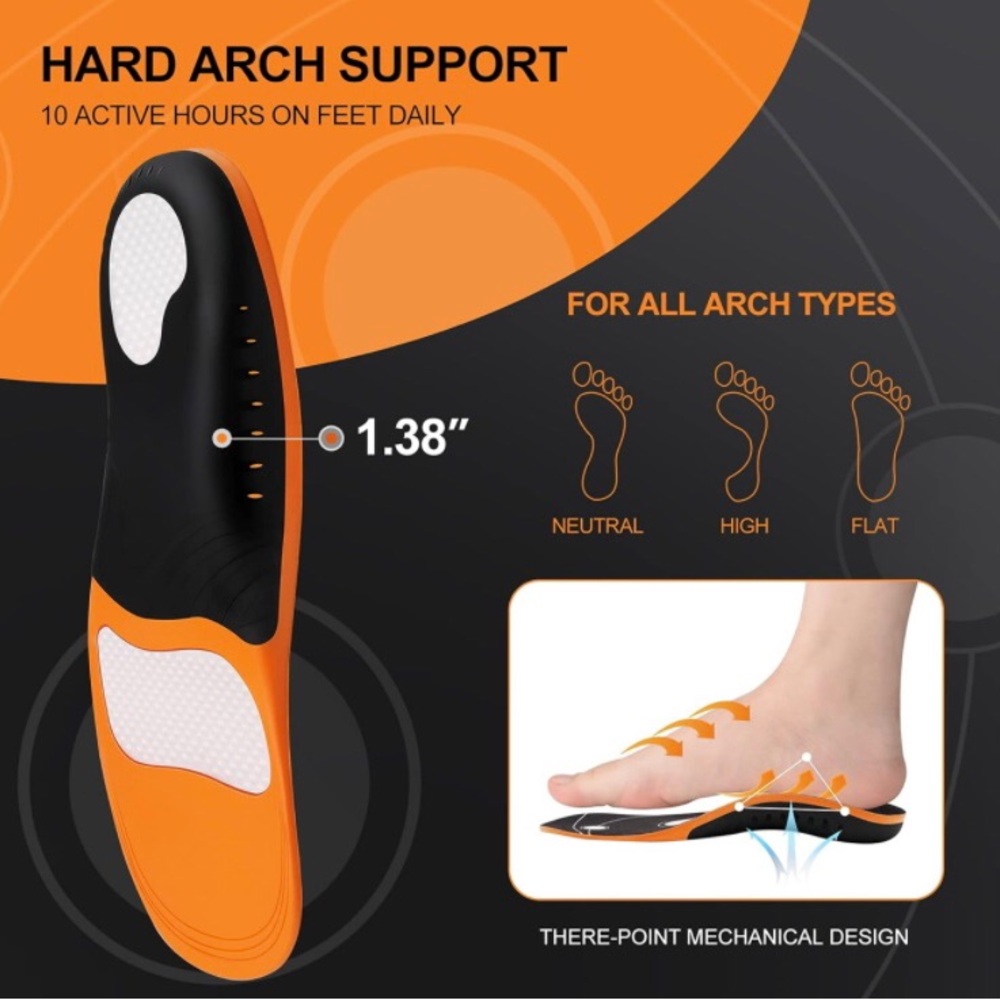 Orthotic Insoles and Inserts: With High & Hard Arch Support.